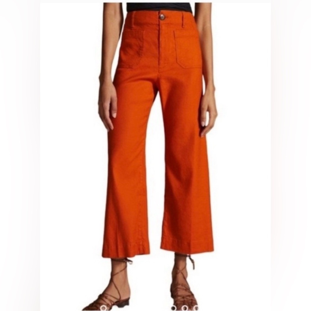 Anthropologie Maeve Bright Orange Cropped Collette 8Tall